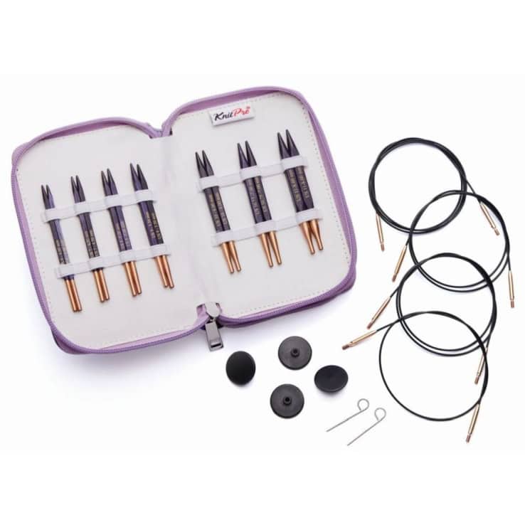 KnitPro Nadelset Deluxe Special auswechselbare Nadelspitzen Jadore Cubics Holz, 7 Paar 4,0 - 8,0 mm – lila KnitPro Nadelset Deluxe Special auswechselbare Nadelspitzen Jadore Cubics Holz, 7 Paar 4,0 - 8,0 mm – Bild 1