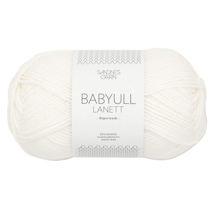 Sandnes Garn Babyull Lanett – col. 1001 true white Sandnes Garn Babyull Lanett in Weiß, ideal für Strick- und Häkelprojekte.
