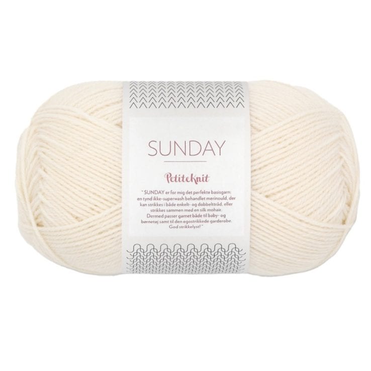 Sandnes Garn Sunday by PetiteKnit – col. 1012 natural white Sandnes Garn Sunday by PetiteKnit in col. 1012 natural white.