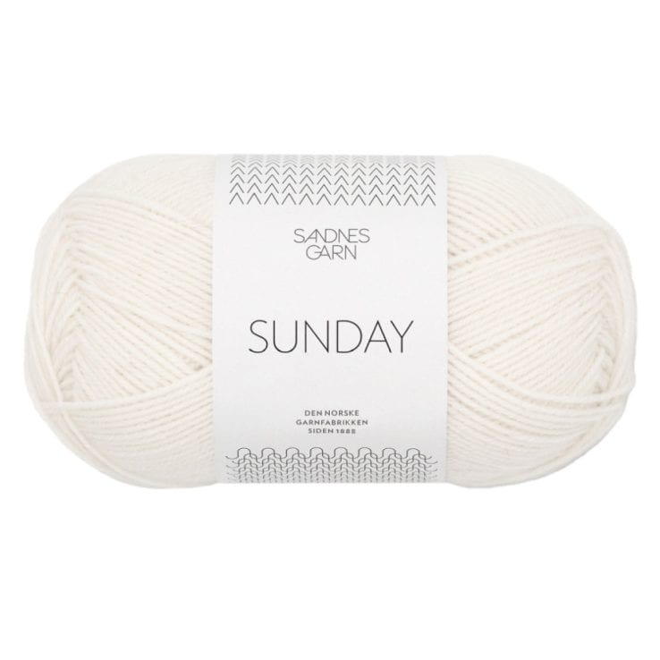 Sandnes Garn Sunday – col. 1001 true white Sandnes Garn Sunday in true white, ideal für Strick- und Häkelprojekte, Lauflänge 101-15.