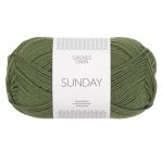 Sandnes Garn Sunday Wolle in Olivgrün, perfekt für Strick- und Häkelprojekte.