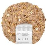 Sandnes Garn Paljett mit goldenen Pailletten, perfekt für festliche Strick- und Häkelprojekte.