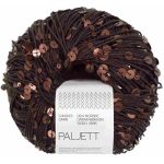 Sandnes Garn Paljett aus schwarzem Garn mit roségoldenen Pailletten.