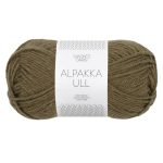 Sandnes Garn Alpakka Ull in Dunkeloliv, ideal für Strick- und Häkelprojekte.