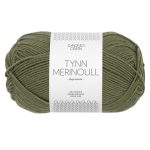 Sandnes Garn Tynn Merinoull in Olive Green, ideal für Stricken und Häkeln.