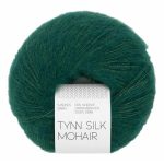 Sandnes Garn Tynn Silk Mohair in Rain Forest, grünes Garnknäuel für Stricken und Häkeln.