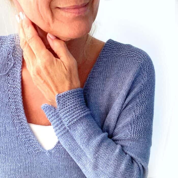 Strickanleitung für Feinripp-Pullover mit V-Ausschnitt – Bild 3