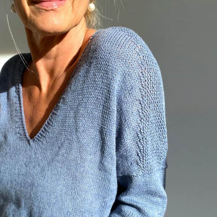 Strickanleitung für Feinripp-Pullover mit V-Ausschnitt – Bild 4