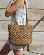 Häkeltasche Riviera aus natürlicher Wolle, perfekt für den Sommer, handgefertigt, ideal für Strand.