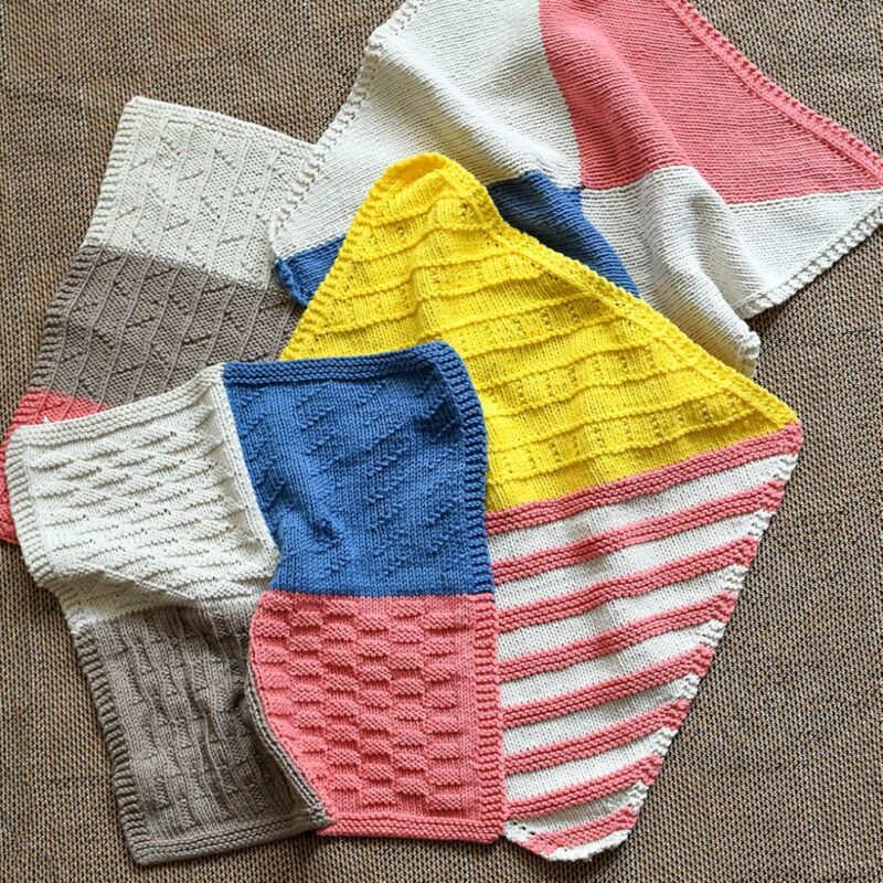 Buntes Spültücher-Set "Colourblock" aus Wolle, ideal zum Stricken und Häkeln.