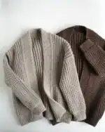 Gemütliche Woll-Cardigans in Beige und Braun, perfekt zum Stricken und Häkeln. Hochwertiges Garn.