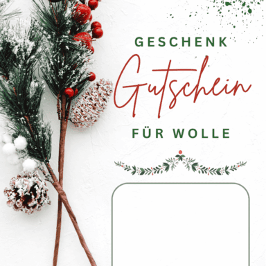 Geschenkgutschein im Wollke-Shop, ideal für Woll- und Strickliebhaber, mit Platz für persönliche Nachricht, um Freude be.