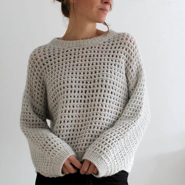 Gemütliches Strickset für Pullover "Mesh" aus weicher Wolle, perfekt für Häkeln und Stricken.