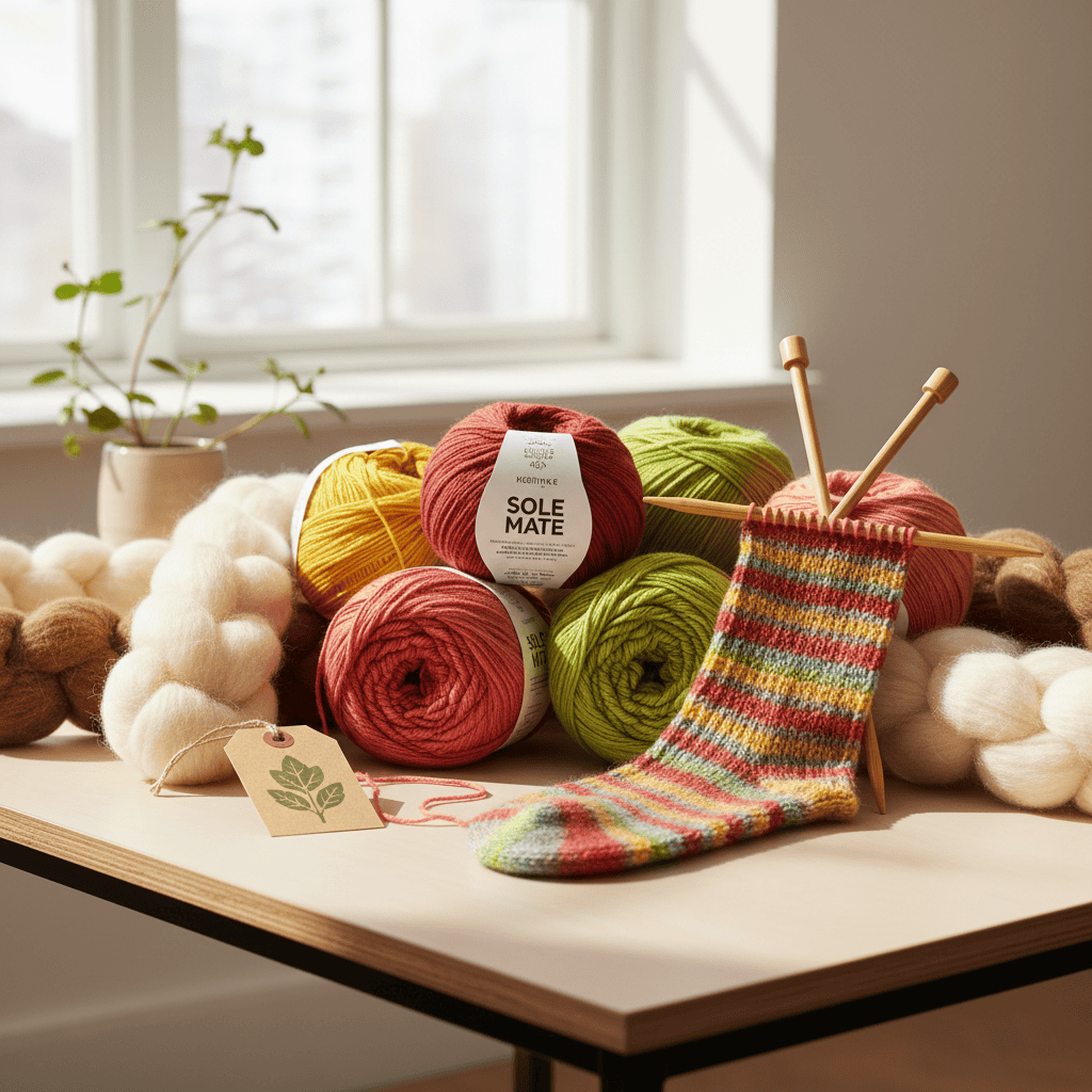 Nachhaltiges Sockengarn Sole Mate aus Kremke, ideal für Stricken und Häkeln. Perfekt für umweltfreundliche Projekte und.